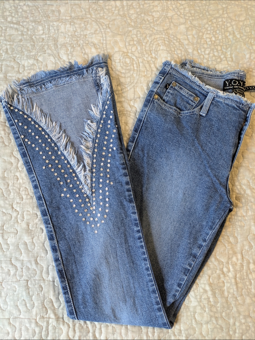 Rare Y2K Studded Flare Jeans with FREE Michael Kors Genuine Leather Belt
